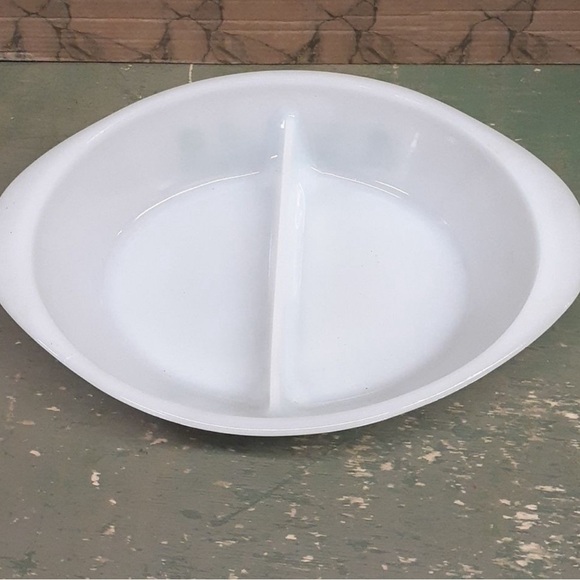 Vintage Glasbake green daisy Primrose Dream Divided Oval Casserole Dish … - Picture 2 of 3